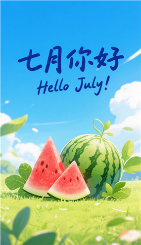 七月你好主题海报设计图片